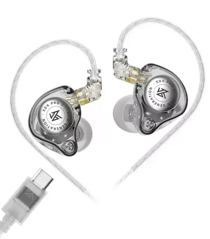 KZ EDX PRO 2 Wired HiFi Earphone Superlinear Dynamic Drive High Quality Ergonomics In Ear Monitor Headset Custom Music Earbuds - Gray no mic-TypeC